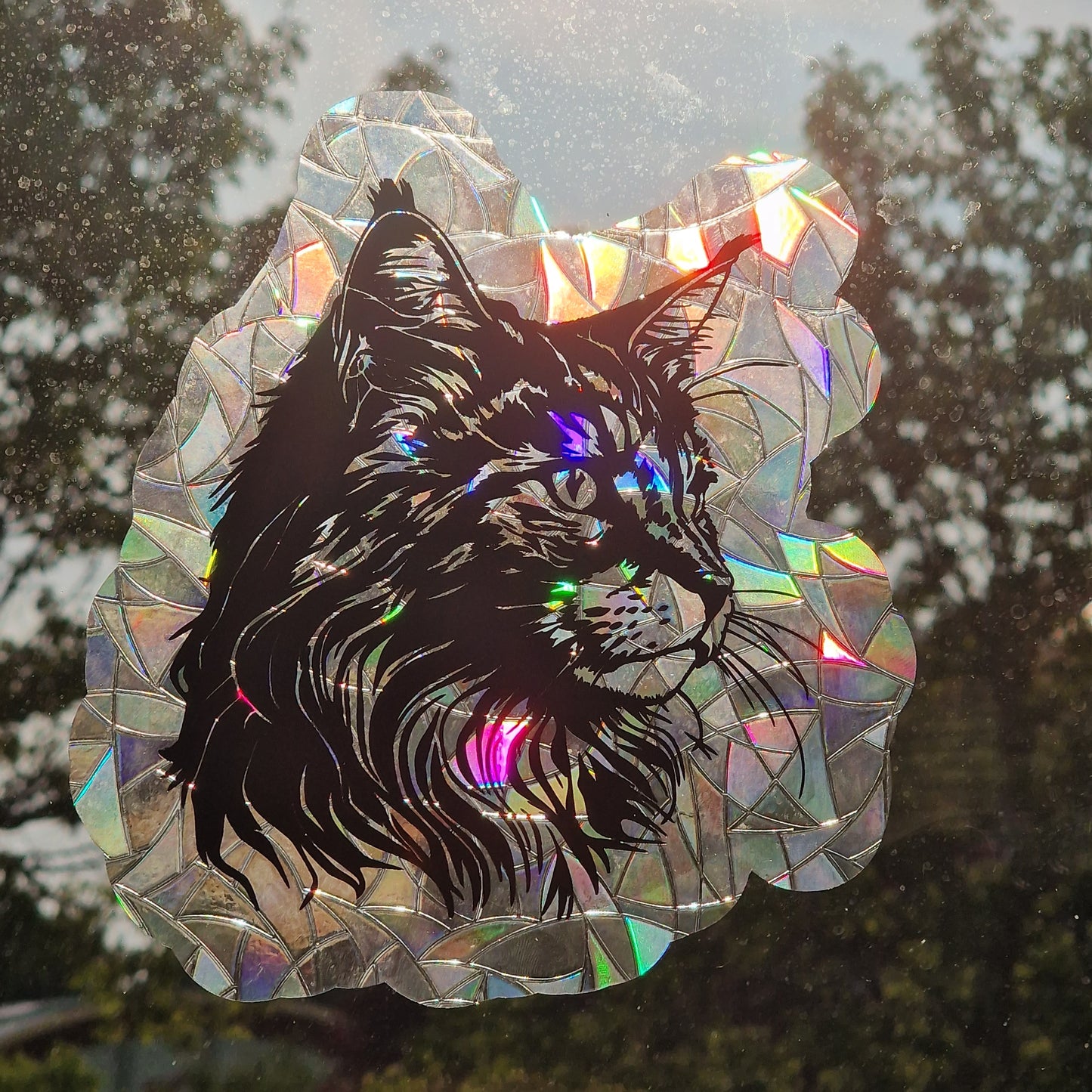 Window sticker sun catcher motif cat breed I rainbow foil reusable window sticker