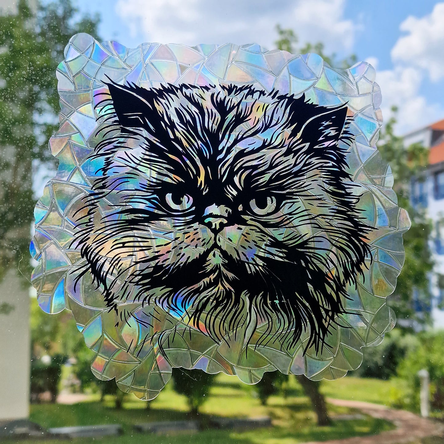 Window sticker sun catcher motif cat breed I rainbow foil reusable window sticker