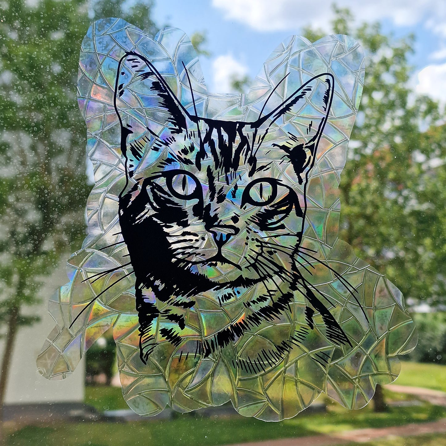 Window sticker sun catcher motif cat breed I rainbow foil reusable window sticker