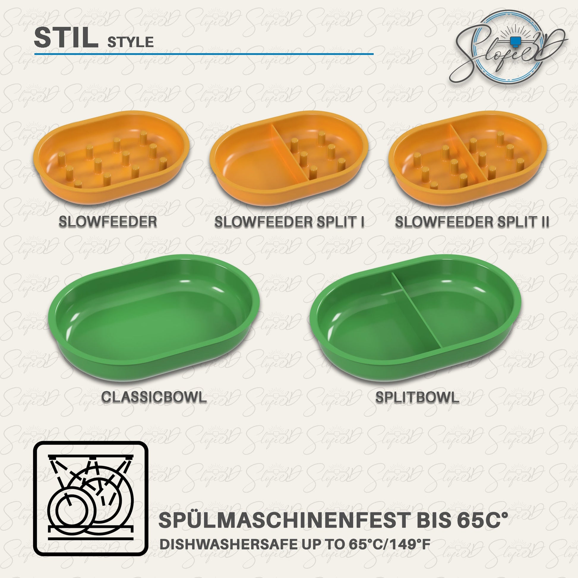 Spülmaschinenfester SureFeed® Antischling Futternapf Fressnapf Slowfeeder - slofe3d