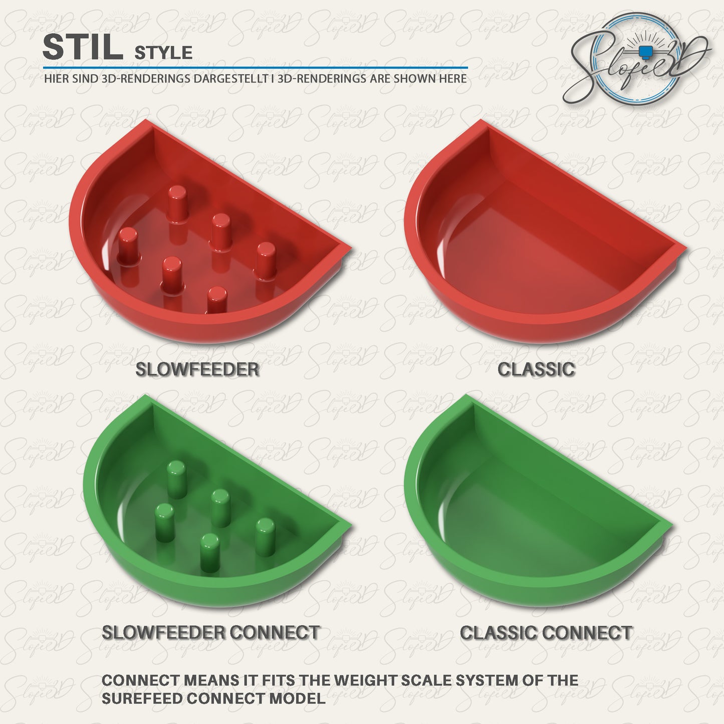 Half shell bowl and slow feeder for SureFeed® 2nd choice