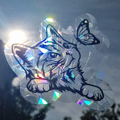 Cat suncatcher window sticker | Reusable rainbow film