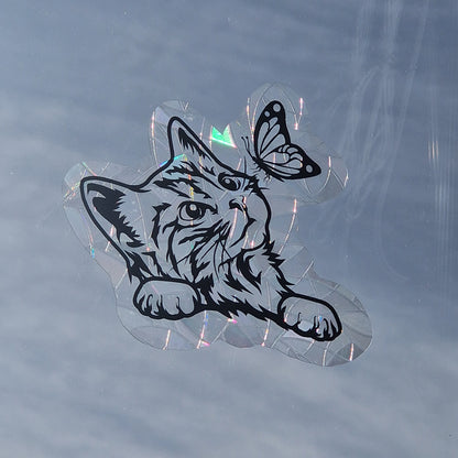 Cat suncatcher window sticker | Reusable rainbow film