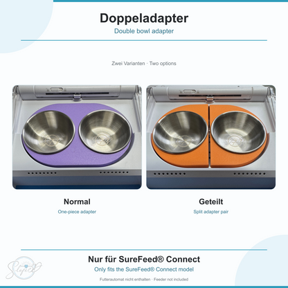 Doppeladapter für SureFeed Connect: Normal und Geteilt, mit sichtbaren LED-Leisten. Nur für Connect / Only fits Connect. Futterautomat nicht enthalten.