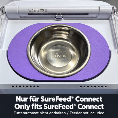 Purple single-bowl adaptor with a stainless steel bowl: only fits SureFeed Connect. Feeder not included.