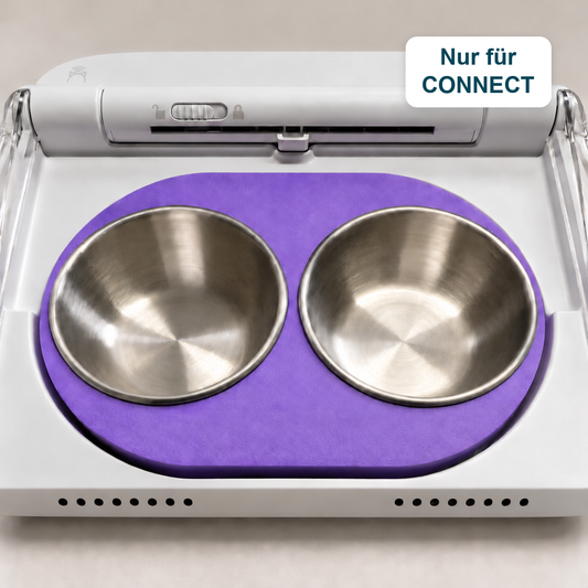 Lila Doppeladapter mit zwei Edelstahlnäpfen, nur für SureFeed Connect. Futterautomat nicht enthalten.