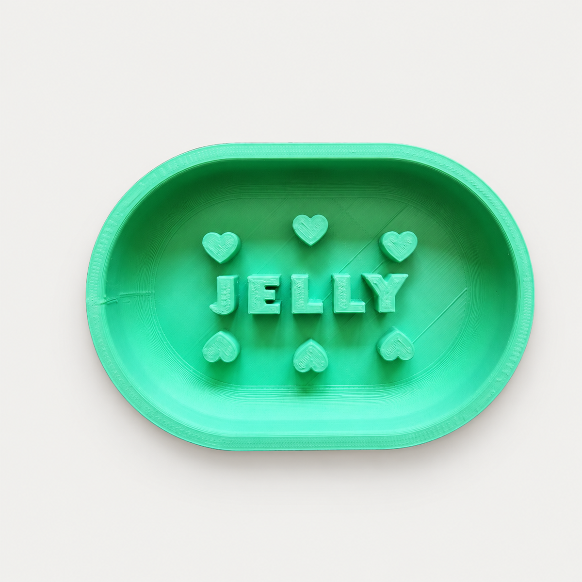 Grüner personalisierter Slowfeeder JELLY mit Herzen