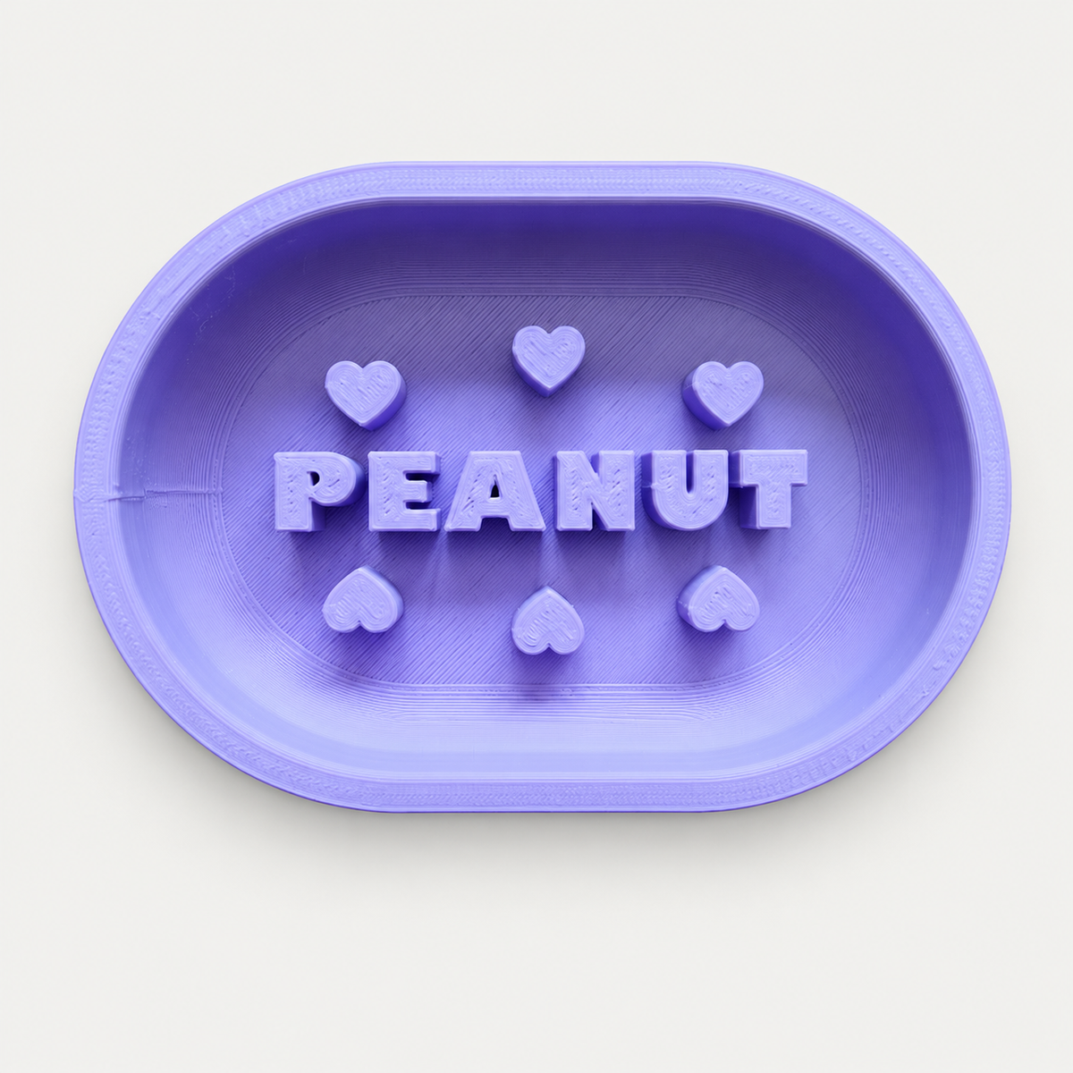 Violetter personalisierter Slowfeeder PEANUT mit Herzen