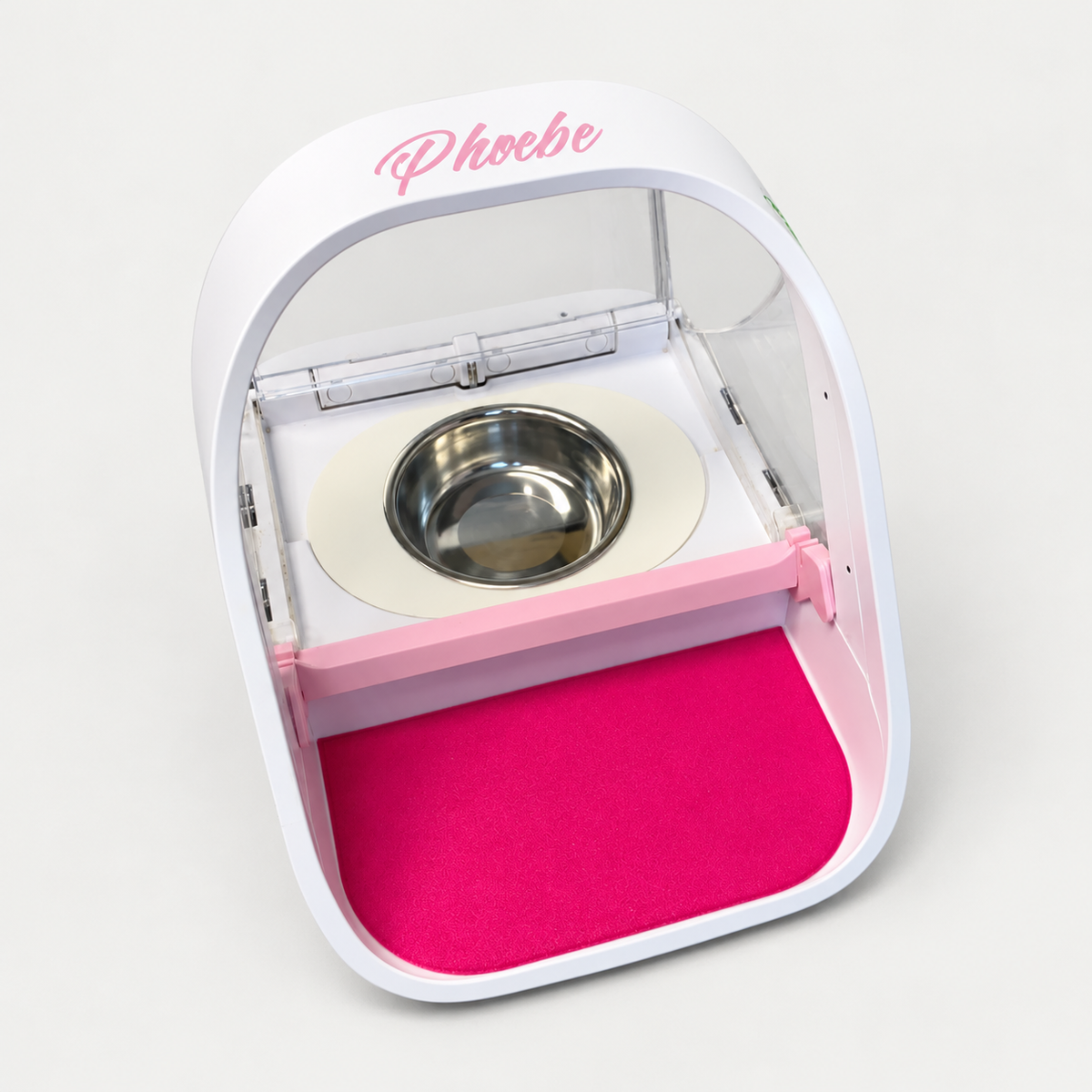 Single adapter with a stainless-steel bowl in a SureFeed pet feeder against a light grey background